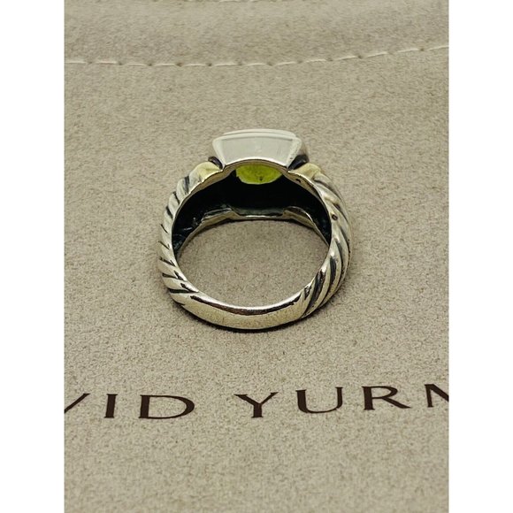 David Yurman 925 Sterling Silver 14K Yellow Gold Peridot  Cable Dome Ring 6.5 - Picture 5 of 7